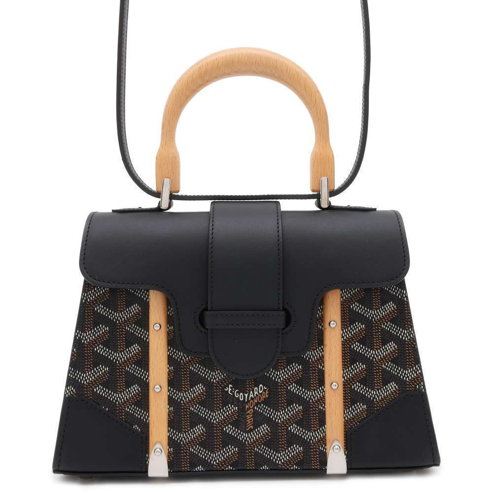 Goyard Saigon Structured Mini Leather Handbag Black
